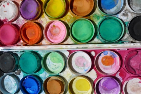 Paint colors open on a table