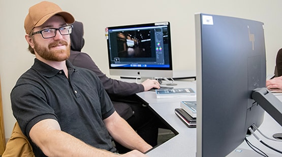 Student at computer