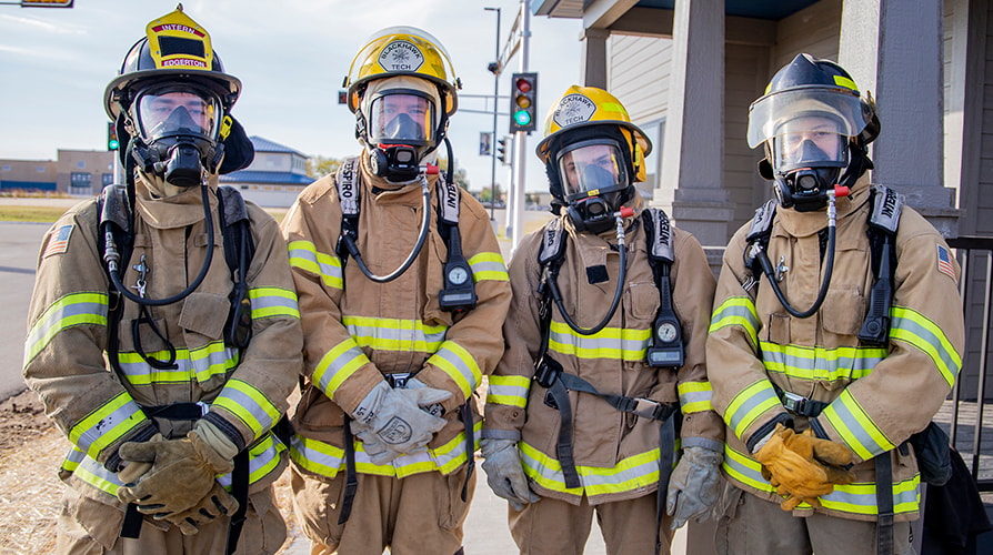 Fire Protection Technician students in Blackhawk's Public Safety Training Center