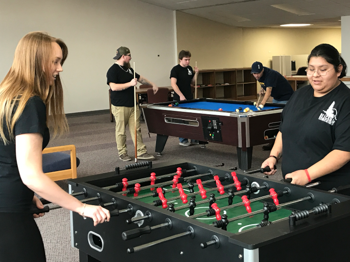 students playing billiards in the Student Union